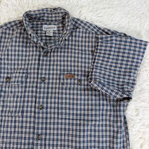 Carhartt Mens Plaid Short Sleeve Button Up Shirt Size Medium Cotton Casual